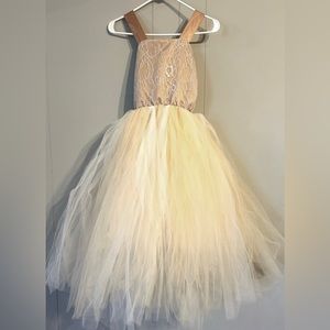 Girls Champagne Tulle gown 10/11